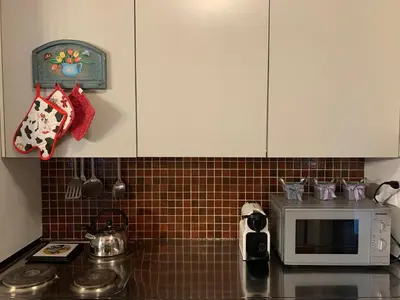 Küche/Küchenzeile in der Unterkunft Renovated Mountain View Apartment - Les Eperviers