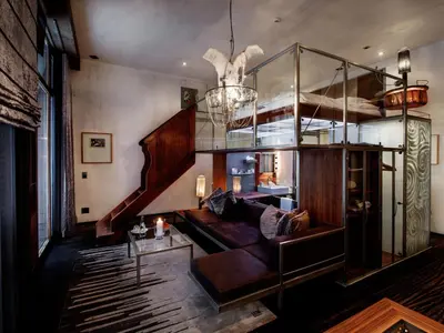 Ein Sitzbereich in der Unterkunft Backstage Boutique SPA Hotel