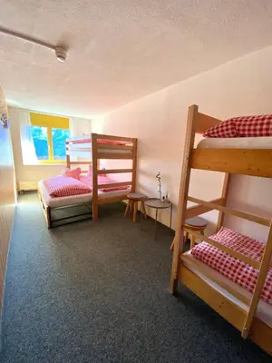 Ein Bett oder Betten in einem Zimmer der Unterkunft Berggasthaus First - Only Accessible by Cable Car