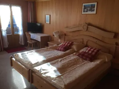 Ein Bett oder Betten in einem Zimmer der Unterkunft Hotel Wildhorn