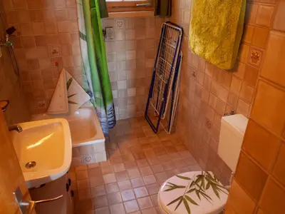 Ein Badezimmer in der Unterkunft Chalet Saflischmannli auf der Alpe Rosswald