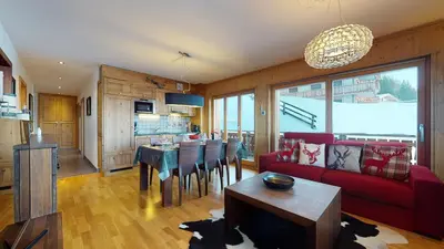 Ein Sitzbereich in der Unterkunft Hauts de Veysonnaz HV1 012 - SAUNA apartment 6 per
