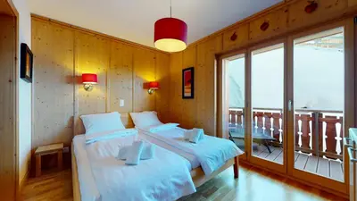 Ein Bett oder Betten in einem Zimmer der Unterkunft Hauts de Veysonnaz HV1 012 - SAUNA apartment 6 per