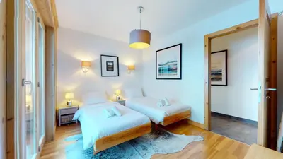 Ein Bett oder Betten in einem Zimmer der Unterkunft Hauts de Veysonnaz HV1 012 - SAUNA apartment 6 per
