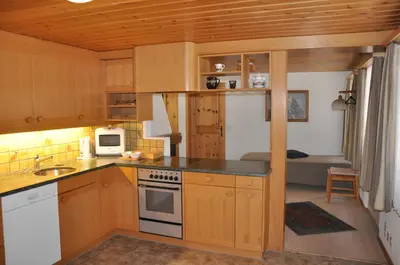 Küche/Küchenzeile in der Unterkunft FERIENWOHNUNGEN Chalet Hohturnen