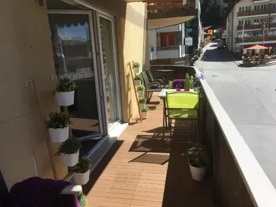 Ein Balkon oder eine Terrasse in der Unterkunft Apartments Steinbock