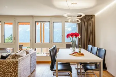 Ein Sitzbereich in der Unterkunft Chalet Veronica