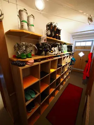 Ein Etagenbett oder Etagenbetten in einem Zimmer der Unterkunft Jugendherberge Hospental