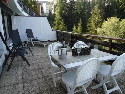 Ein Balkon oder eine Terrasse in der Unterkunft Apartment Humagne - Crans-Montana Center