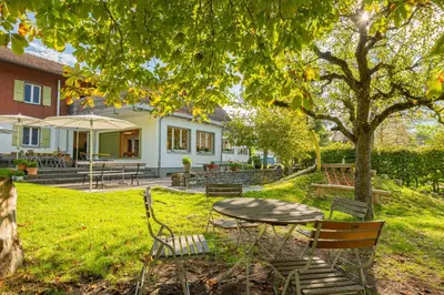 Ein Garten an der Unterkunft Brienz Youth Hostel
