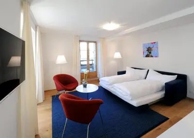 Ein Bett oder Betten in einem Zimmer der Unterkunft Hotel Sternen