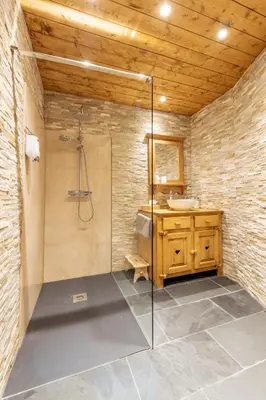 Ein Badezimmer in der Unterkunft De Blockhut
