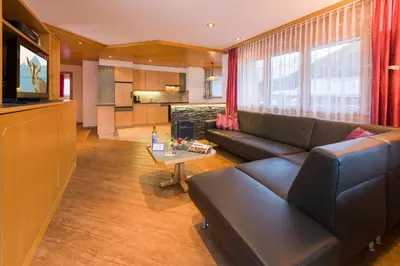 Ein Sitzbereich in der Unterkunft Helvetia Apartments