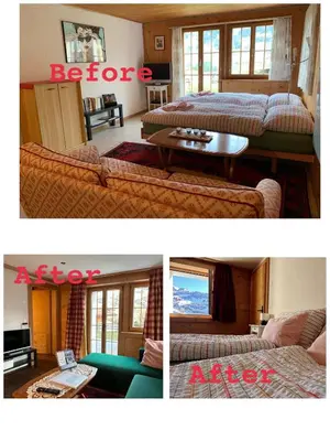 Ein Bett oder Betten in einem Zimmer der Unterkunft One Bedroom with mountain and garden view ground floor of Chalet Solaria