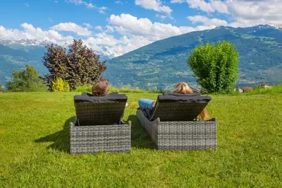 Ein allgemeiner Bergblick oder ein Berglick von der Ferienwohnung aus