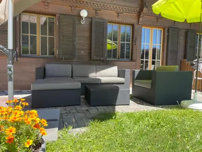 Ein Sitzbereich in der Unterkunft Chalet Solaria 2 bedrooms with mountain and garden view