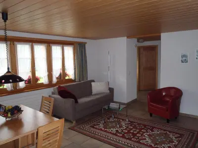 Ein Sitzbereich in der Unterkunft Chalet Asterix