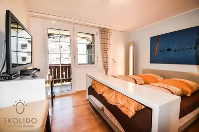 TV/Unterhaltungsangebot in der Unterkunft Wohnung in Zermatt mit postkarten Matterhornblick