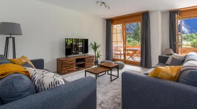Ein Sitzbereich in der Unterkunft Apartment Arven