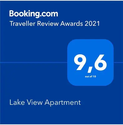 Ein Zertifikat, Auszeichnung, Logo oder anderes Dokument, das in der Unterkunft Lake View Apartment ausgestellt ist