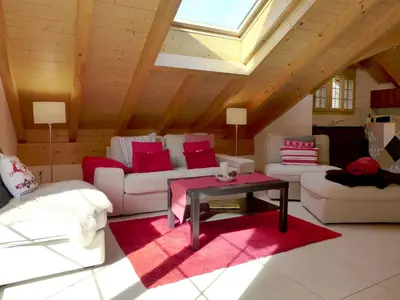 Ein Sitzbereich in der Unterkunft Apartment Staubbach by Interhome