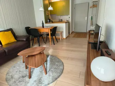 Ein Sitzbereich in der Unterkunft Ferienwohnung Nr.22,Haus Azurit