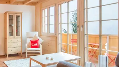 Ein Sitzbereich in der Unterkunft Chalet Aberot