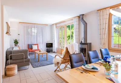 Ein Sitzbereich in der Unterkunft Chalet Panorama