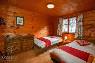 Ein Bett oder Betten in einem Zimmer der Unterkunft Cosy Chalet in Brig-Glis
