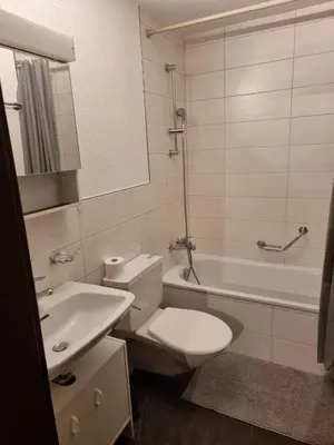 Ein Badezimmer in der Unterkunft Modern Täsch Apartment with Free Parking