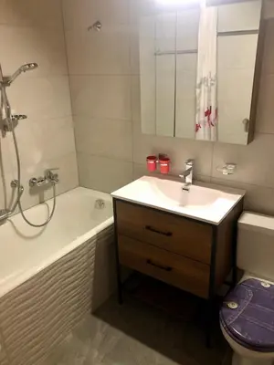 Ein Badezimmer in der Unterkunft Au village d'Evolène, bel appartement avec terrasse