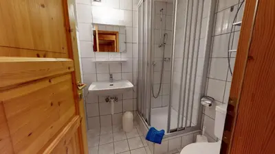 Ein Badezimmer in der Unterkunft Am Färrichlift
