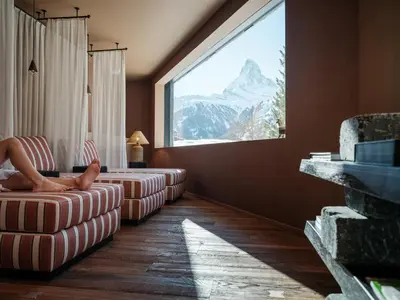 Ein Sitzbereich in der Unterkunft Relais & Chateaux Schönegg