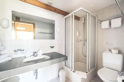 Ein Badezimmer in der Unterkunft Hotel Alpina