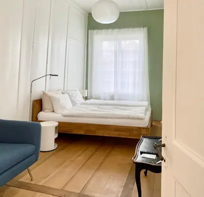 Ein Bett oder Betten in einem Zimmer der Unterkunft Lovely studio in a villa from 18th century