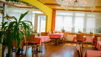 Ein Restaurant oder anderes Speiselokal in der Unterkunft Hotel Heilquelle-Leukerbad-Therme
