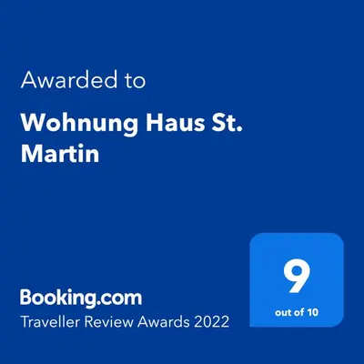 Ein Zertifikat, Auszeichnung, Logo oder anderes Dokument, das in der Unterkunft Wohnung Haus St. Martin ausgestellt ist