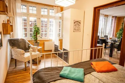 Ein Sitzbereich in der Unterkunft Apartments am See