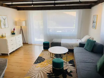 Ein Sitzbereich in der Unterkunft S&P Mountain View Apartment 1
