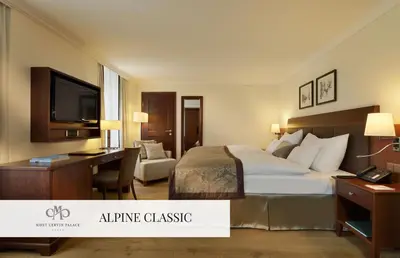 Ein Bett oder Betten in einem Zimmer der Unterkunft Mont Cervin Palace