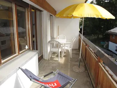 Ein Balkon oder eine Terrasse in der Unterkunft Appartementhaus Venetz SAAS107