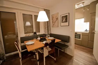 Küche/Küchenzeile in der Unterkunft Haus Bodmen C, Apartment Edelweiss
