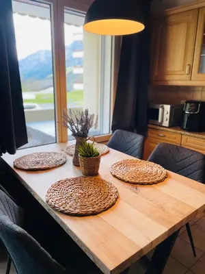 Küche/Küchenzeile in der Unterkunft Ferienwohnung Gemmiblick