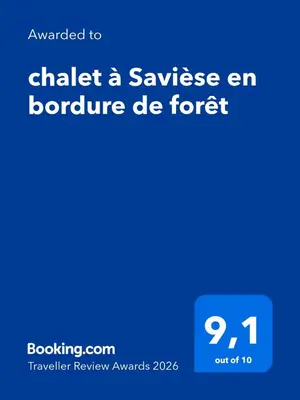 Ein Zertifikat, Auszeichnung, Logo oder anderes Dokument, das in der Unterkunft Chalet à Savièse en bordure de forêt ausgestellt ist