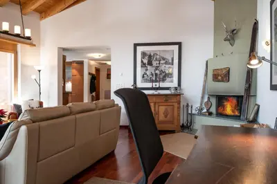Ein Sitzbereich in der Unterkunft Apartment Montana