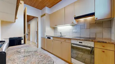 Küche/Küchenzeile in der Unterkunft 5min. from the ski slopes Crans-Montana, 2 bedrooms, covered parking
