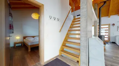 Ein Bett oder Betten in einem Zimmer der Unterkunft Modern chalet surrounded by nature in Vercorin