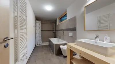 Ein Badezimmer in der Unterkunft Modern chalet surrounded by nature in Vercorin