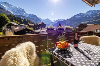 Ein allgemeiner Bergblick oder ein Berglick von der Ferienwohnung aus