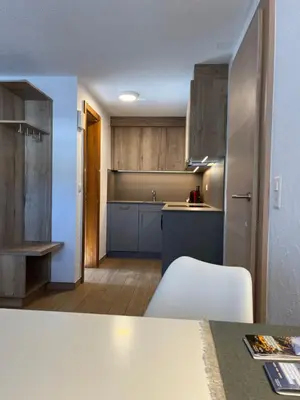 Küche/Küchenzeile in der Unterkunft Modernes Studio Zermatt
